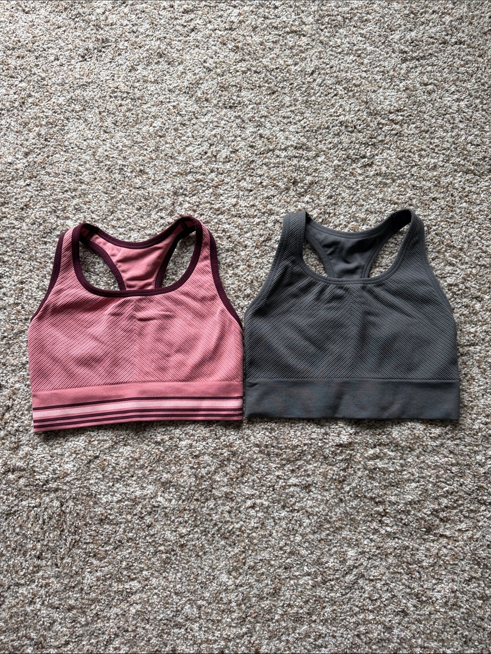 Bundle of 2 Seamless Racerback Sports Bra Duo - Rose Pink & Charcoal